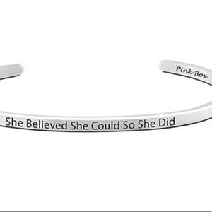 Stainless Steel ‘She Believed She Could’ Cuff